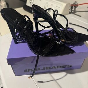 Strappy Black High Heel Sandals -